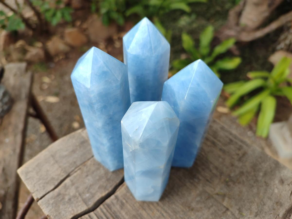 Polished Blue Calcite Display Crystals x 6 From Madagascar - Toprock Gemstones and Minerals 