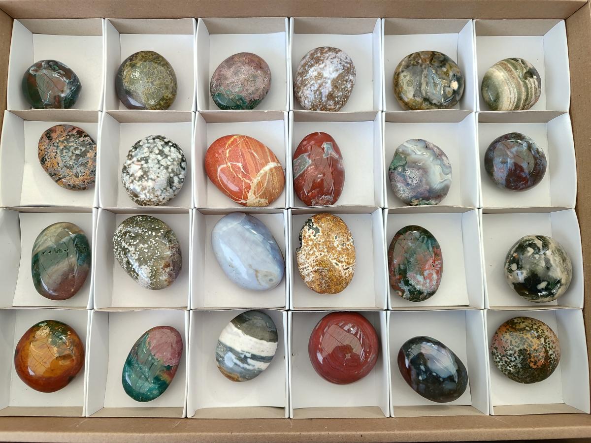 Polished Rare Ocean Jasper Galets x 24 From Northwest Coast, Madagascar - Toprock Gemstones and Minerals 