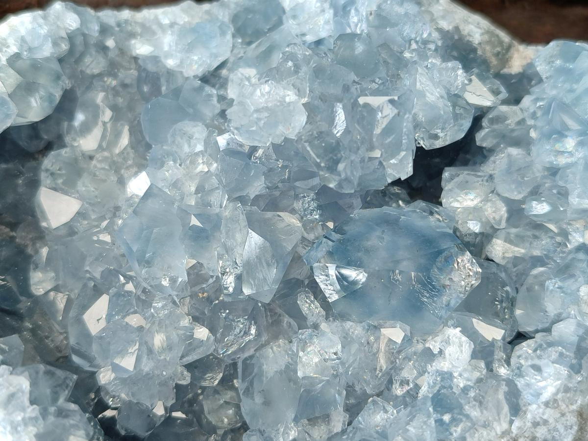 Natural Cabinet Sized Blue Celestite Geode Specimens x 2 From Sakoany, Madagascar - Toprock Gemstones and Minerals 