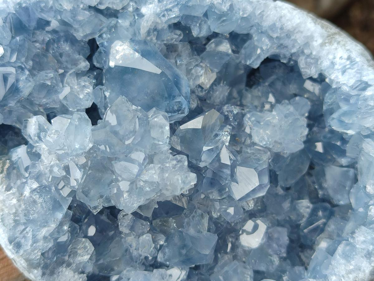 Natural Cabinet Sized Blue Celestite Geode Specimens x 2 From Sakoany, Madagascar - Toprock Gemstones and Minerals 