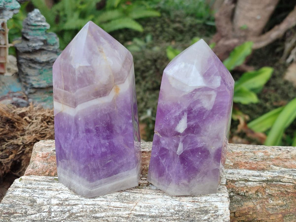 Polished Chevron Amethyst Display Crystals x 4 From Madagascar - Toprock Gemstones and Minerals 