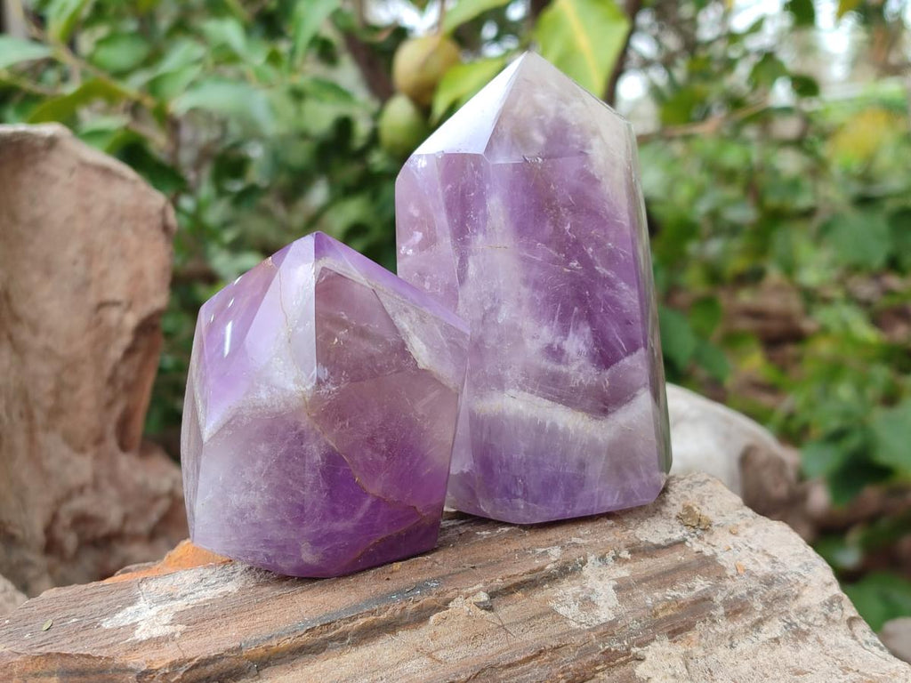 Polished Chevron Amethyst Display Crystals x 4 From Madagascar - Toprock Gemstones and Minerals 