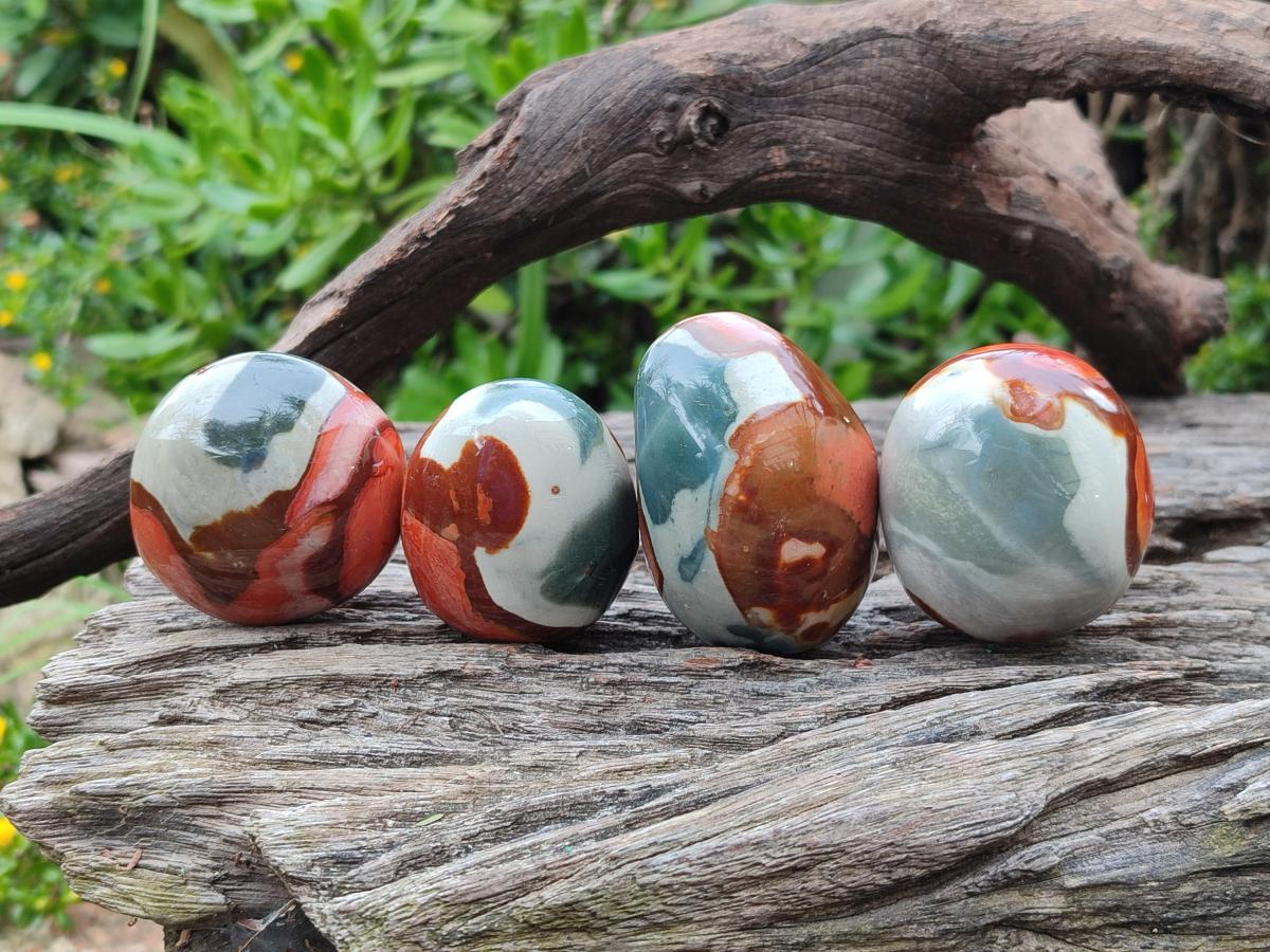 Polished Polychrome Jasper Galets x 24 From NW Coast, Madagascar - Toprock Gemstones and Minerals 