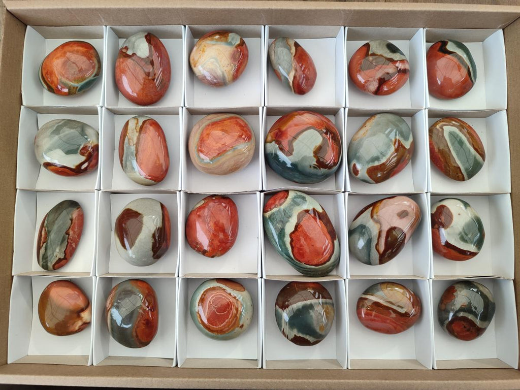 Polished Polychrome Jasper Galets x 24 From NW Coast, Madagascar - Toprock Gemstones and Minerals 