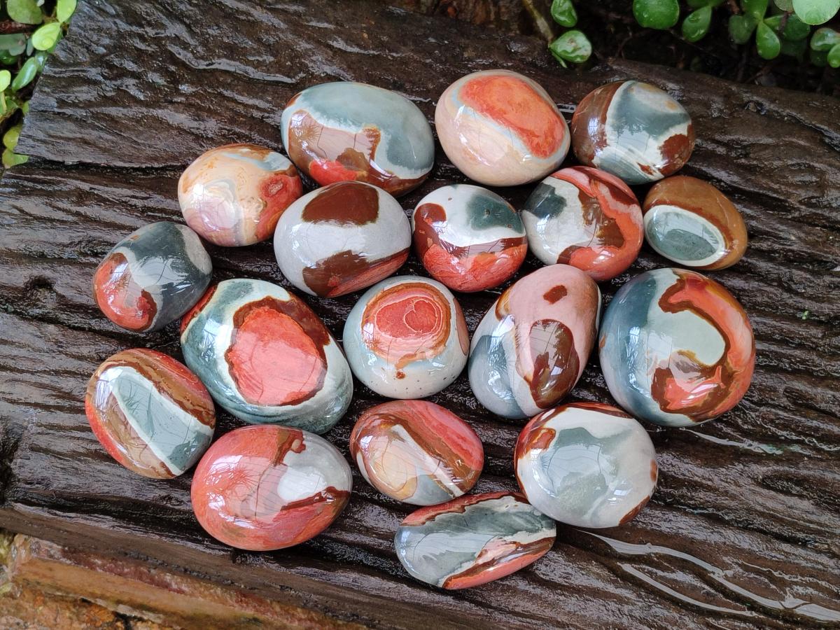 Polished Polychrome Jasper Galets x 24 From NW Coast, Madagascar - Toprock Gemstones and Minerals 