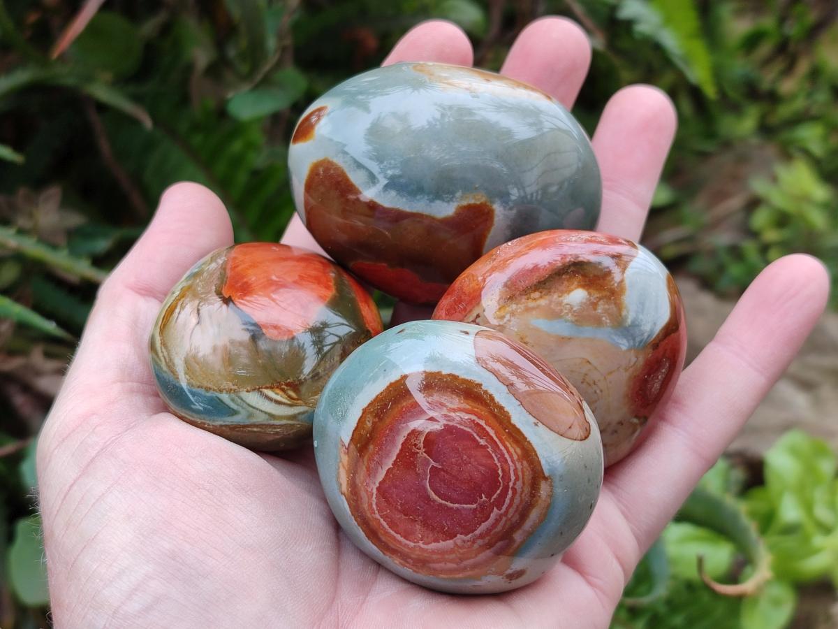 Polished Polychrome Jasper Galets x 24 From NW Coast, Madagascar - Toprock Gemstones and Minerals 