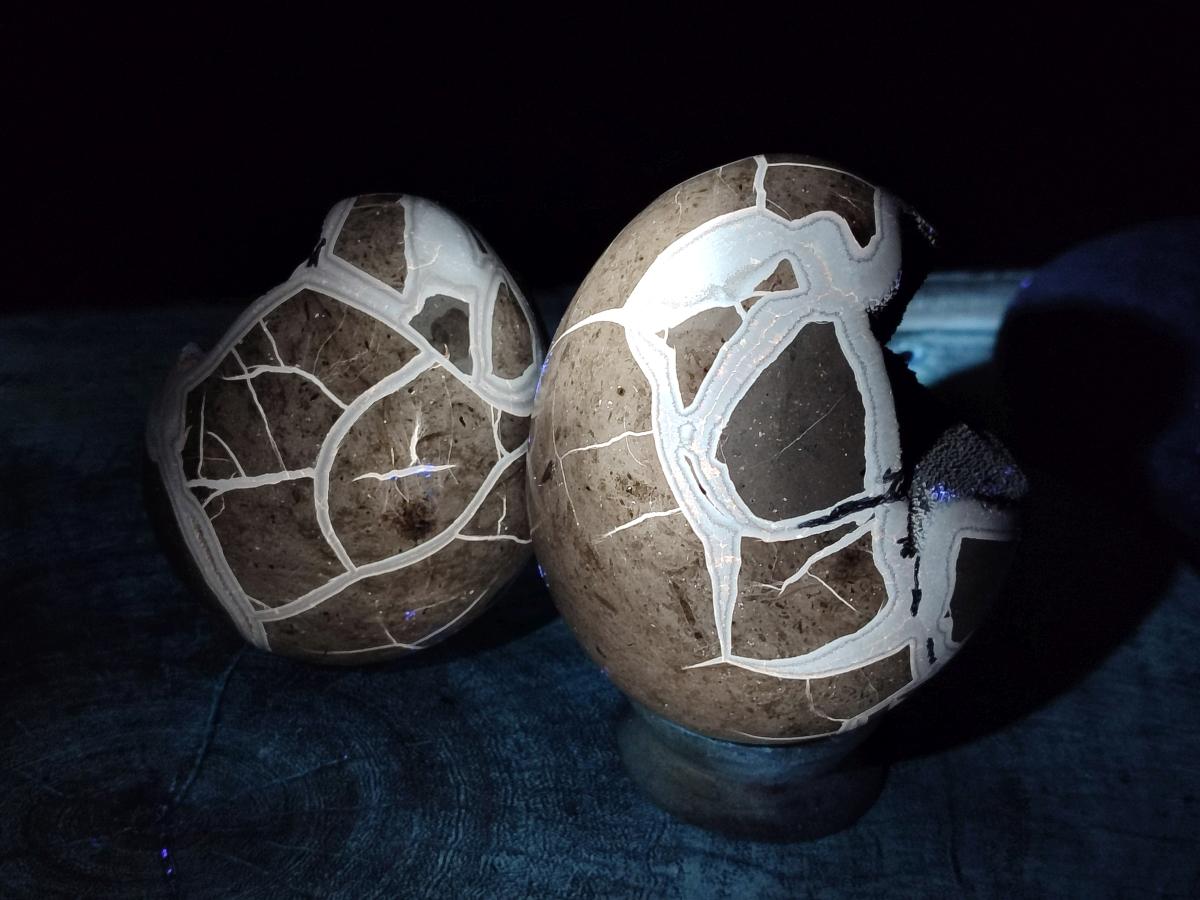 Polished Septerye Sauvage "Dragons Egg" Geodes x 2 From Mahajanga, Madagascar - Toprock Gemstones and Minerals 