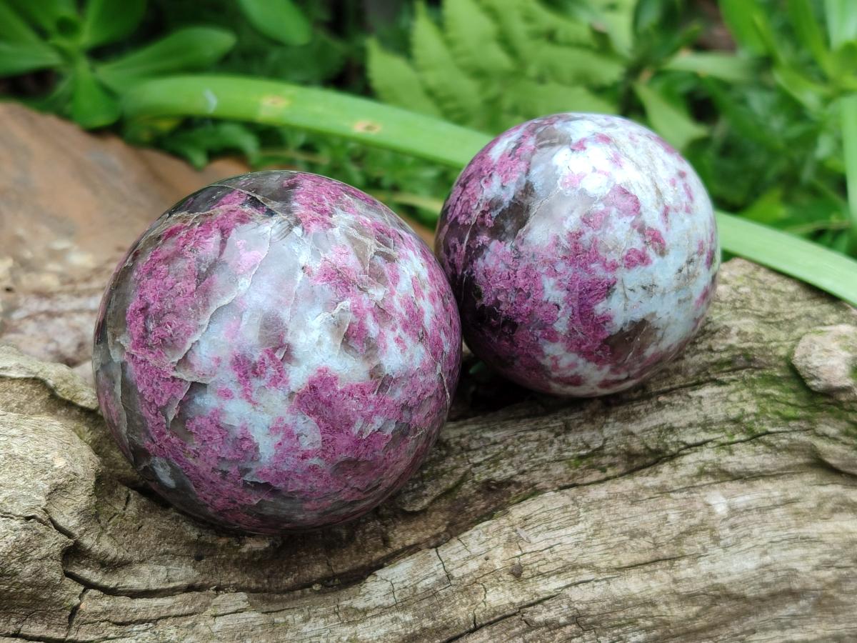 Polished Rubellite Pink Tourmaline Spheres x 6 From Ambatondrazaka, Madagascar - Toprock Gemstones and Minerals 