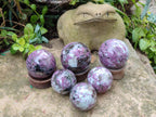 Polished Rubellite Pink Tourmaline Spheres x 6 From Ambatondrazaka, Madagascar - Toprock Gemstones and Minerals 