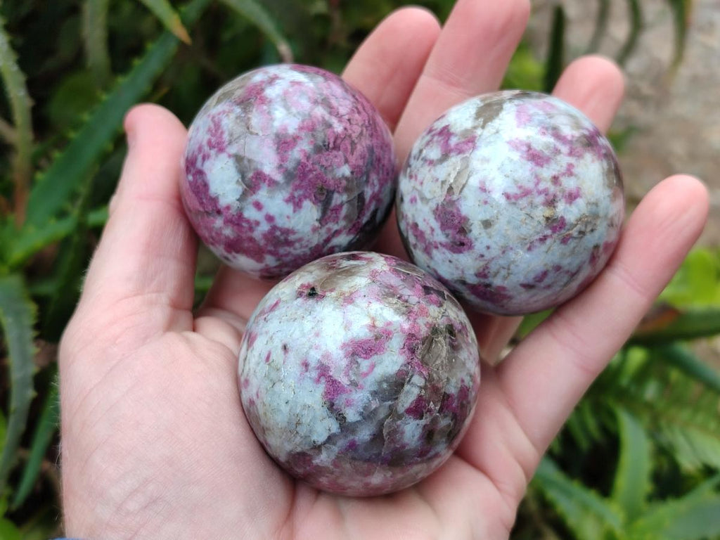 Polished Rubellite Pink Tourmaline Spheres x 6 From Ambatondrazaka, Madagascar - Toprock Gemstones and Minerals 