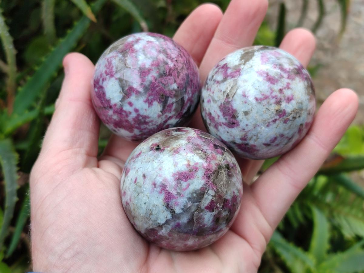 Polished Rubellite Pink Tourmaline Spheres x 6 From Ambatondrazaka, Madagascar - Toprock Gemstones and Minerals 