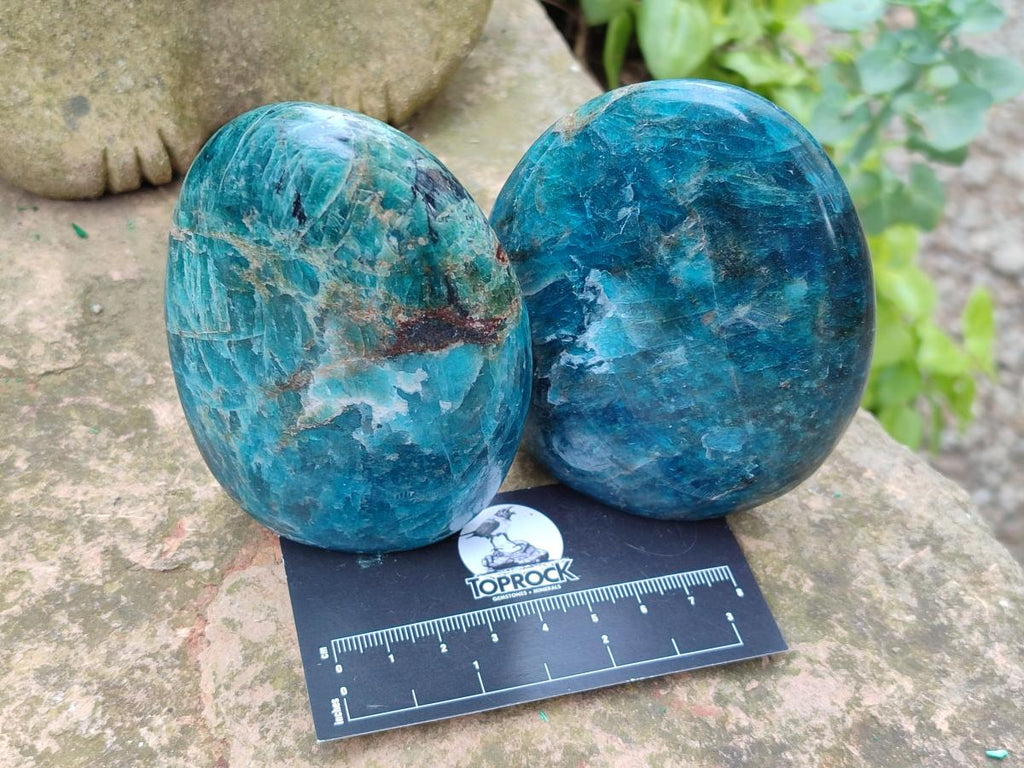 Polished Blue Apatite Standing Display Pieces x 3 From Betroka, Madagascar - Toprock Gemstones and Minerals 