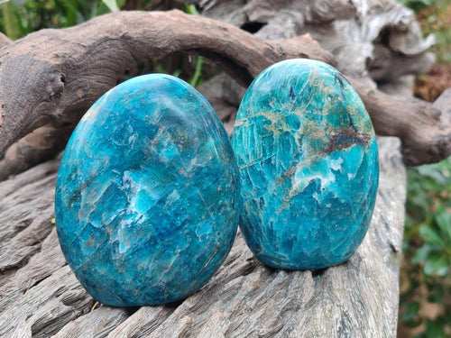 Polished Blue Apatite Standing Display Pieces x 3 From Betroka, Madagascar - Toprock Gemstones and Minerals 