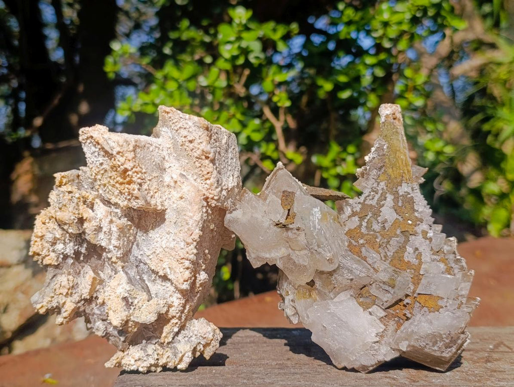 Natural Large Stacked Rhombohedral Calcite Clusters with Aragonite x 2 From Albert's Mountain, Lesotho - Toprock Gemstones and Minerals 