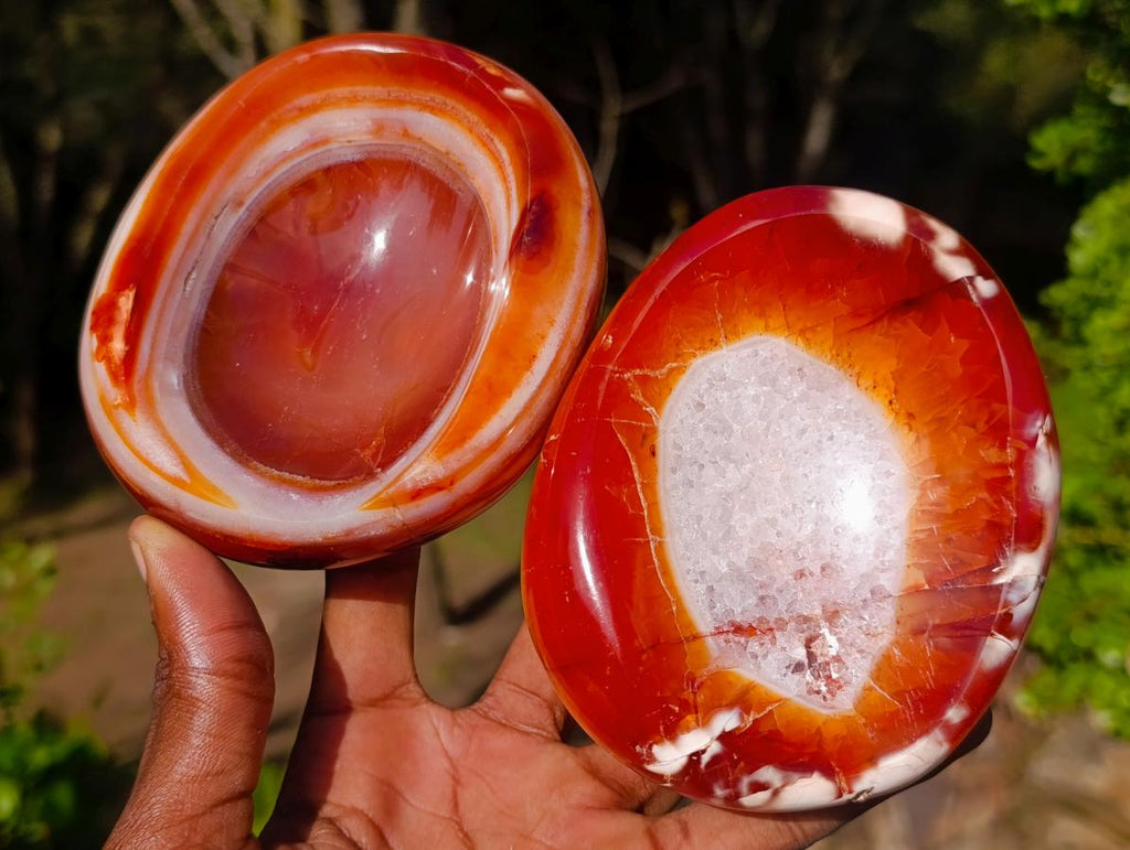 Polished Carnelian Agate Gemstone Bowls x 3 From Madagascar - Toprock Gemstones and Minerals 