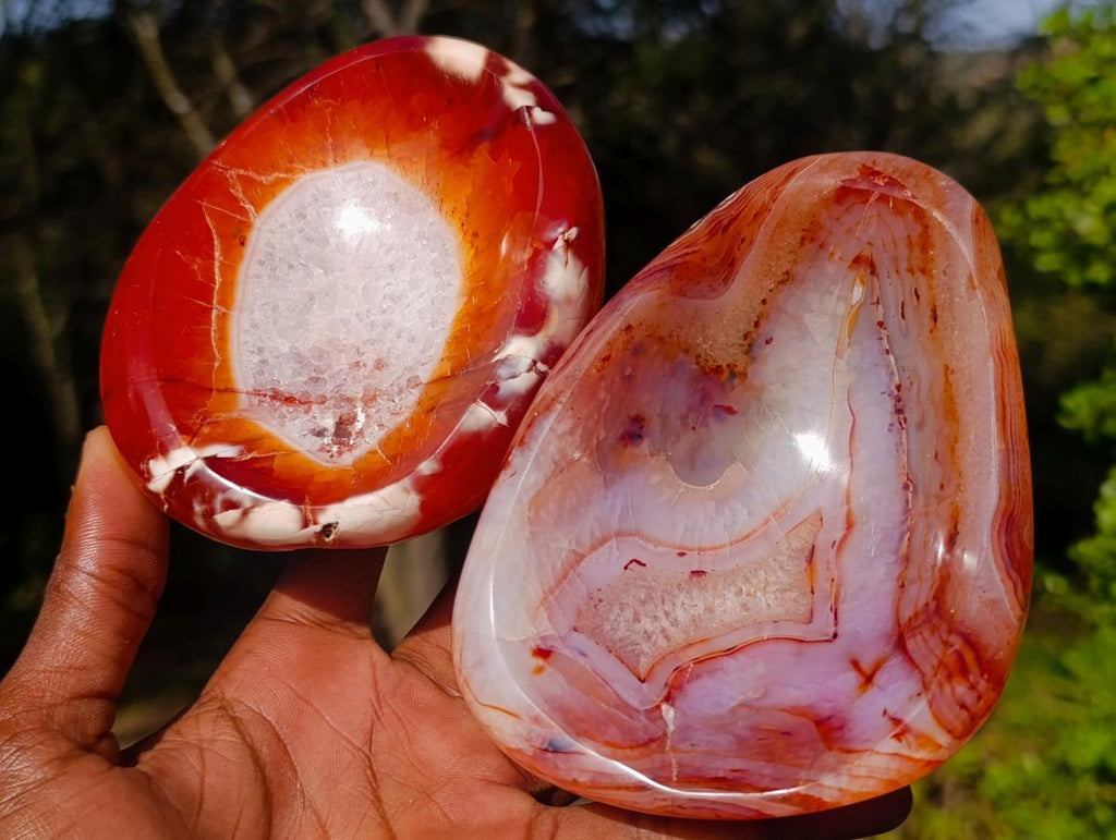 Polished Carnelian Agate Gemstone Bowls x 3 From Madagascar - Toprock Gemstones and Minerals 