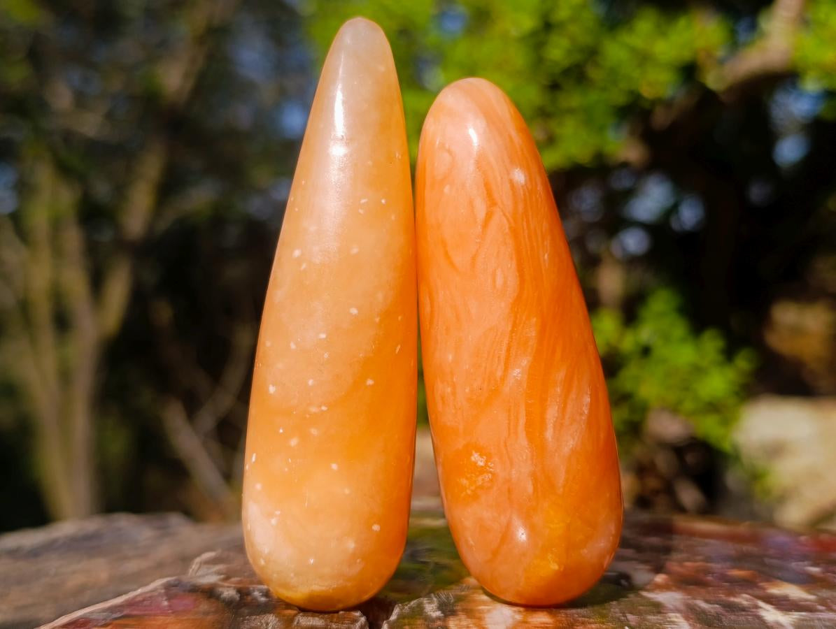 Polished Mini Orange Twist Calcite Massage Wands x 7 From Maevantanana, Madagascar - Toprock Gemstones and Minerals 