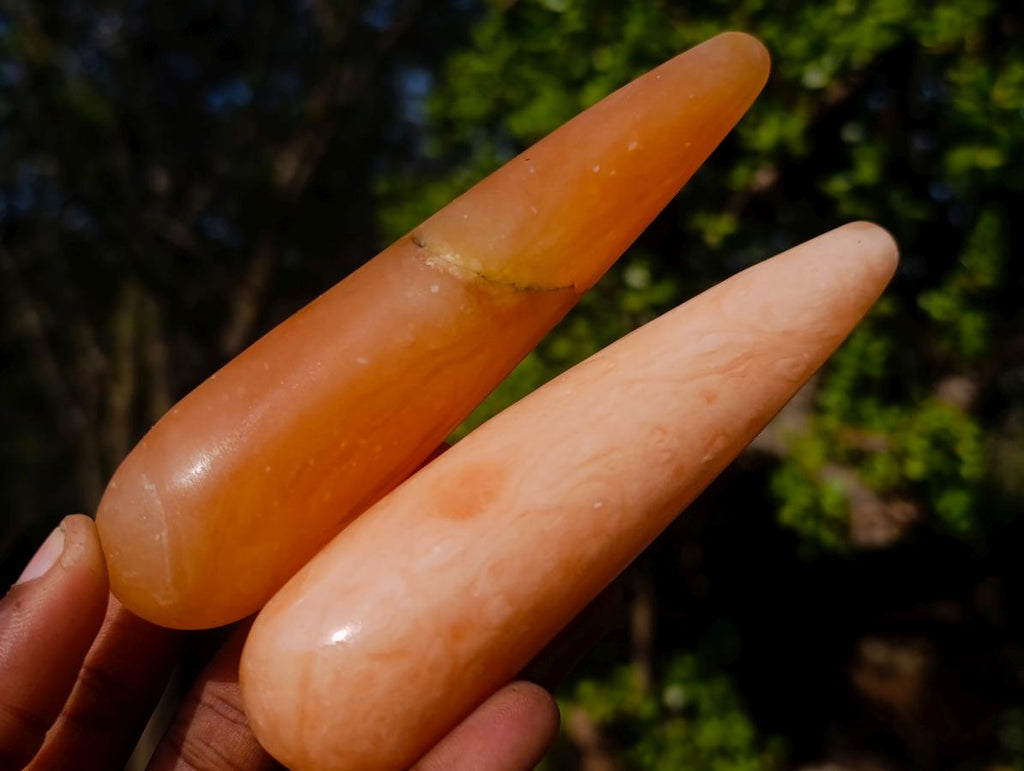 Polished Mini Orange Twist Calcite Massage Wands x 7 From Maevantanana, Madagascar - Toprock Gemstones and Minerals 