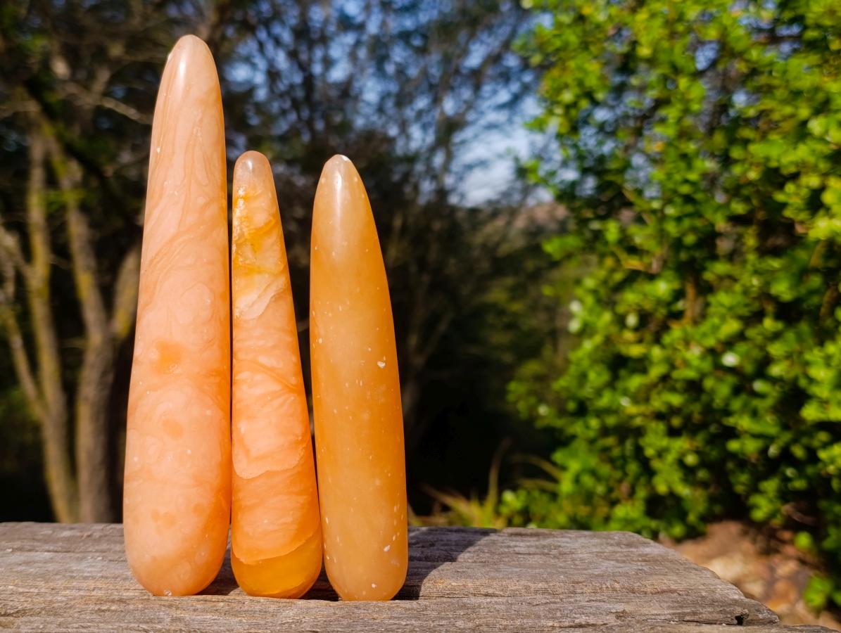 Polished Mini Orange Twist Calcite Massage Wands x 7 From Maevantanana, Madagascar - Toprock Gemstones and Minerals 