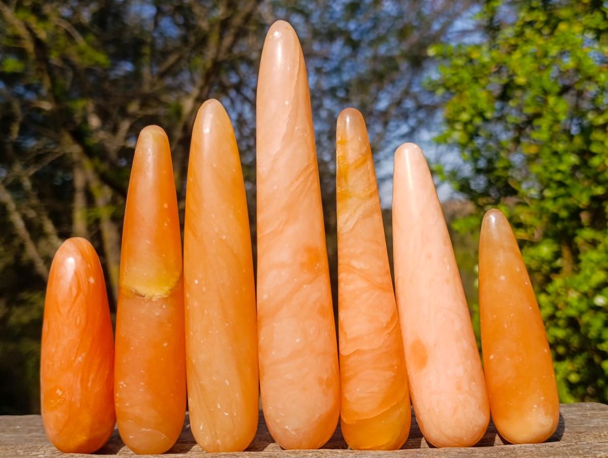 Polished Mini Orange Twist Calcite Massage Wands x 7 From Maevantanana, Madagascar - Toprock Gemstones and Minerals 