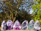 Polished Watermelon Fluorite Standing Display Pieces x 6 From Uis, Namibia - Toprock Gemstones and Minerals 