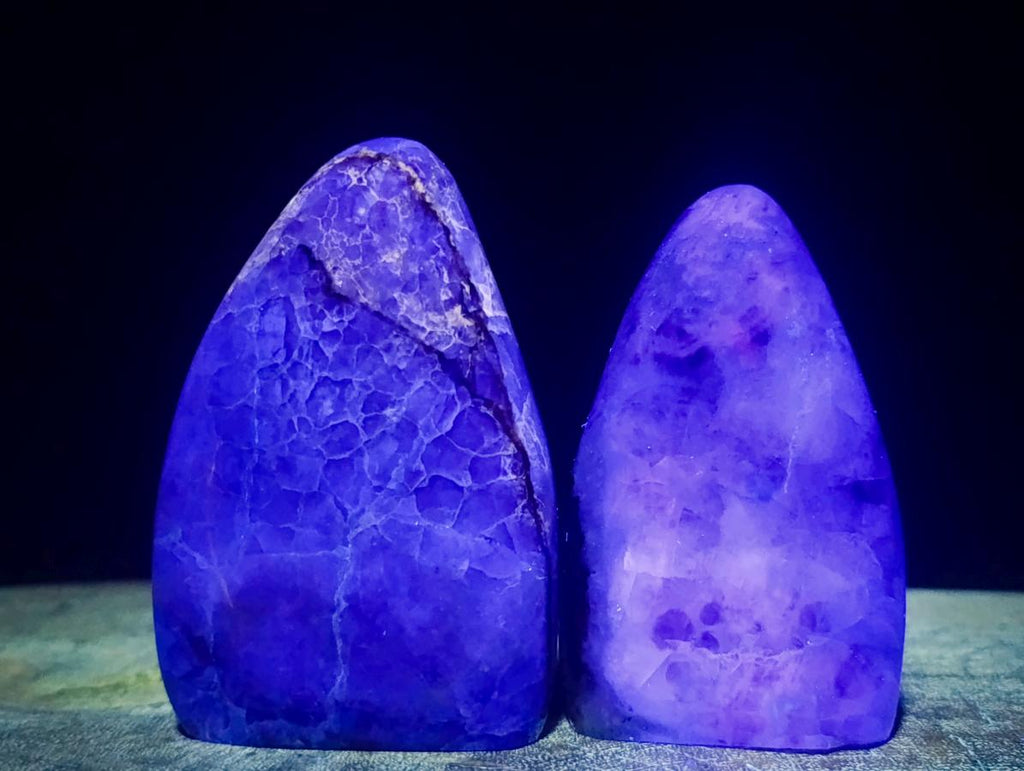 Polished Watermelon Fluorite Standing Display Pieces x 6 From Uis, Namibia - Toprock Gemstones and Minerals 
