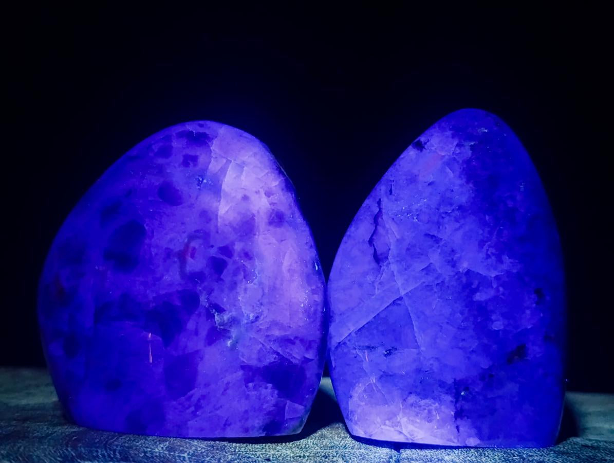 Polished Watermelon Fluorite Standing Display Pieces x 6 From Uis, Namibia - Toprock Gemstones and Minerals 