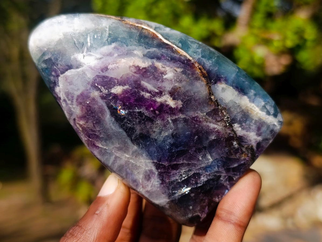 Polished Watermelon Fluorite Standing Display Pieces x 6 From Uis, Namibia - Toprock Gemstones and Minerals 