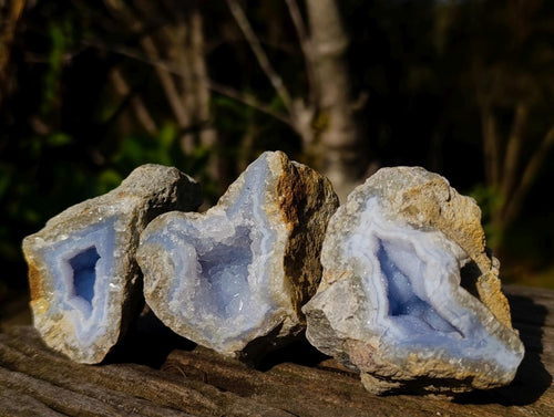 Natural Blue Lace Agate Geodes x 19 From Nsanje, Malawi
