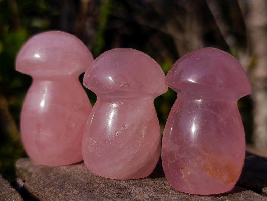 Polished Gemmy Rose Quartz Mushrooms x 35 From Madagascar - Toprock Gemstones and Minerals 