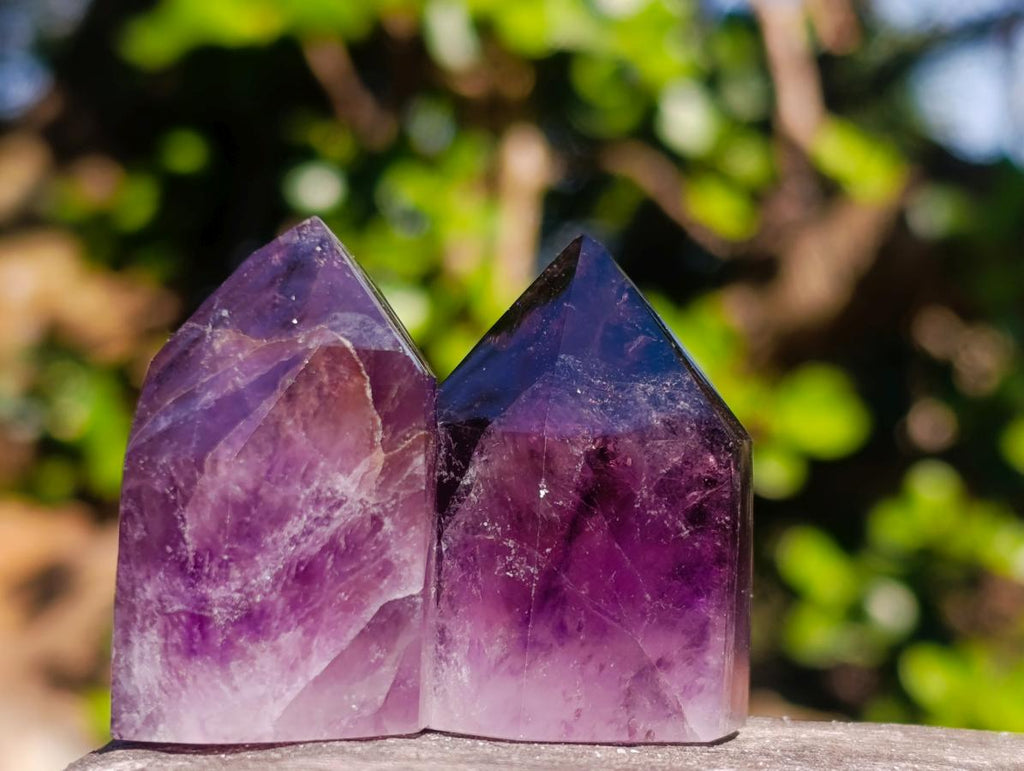 Polished Small Dark Window Amethyst Crystals x 35 From Akansobe, Madagascar - Toprock Gemstones and Minerals 