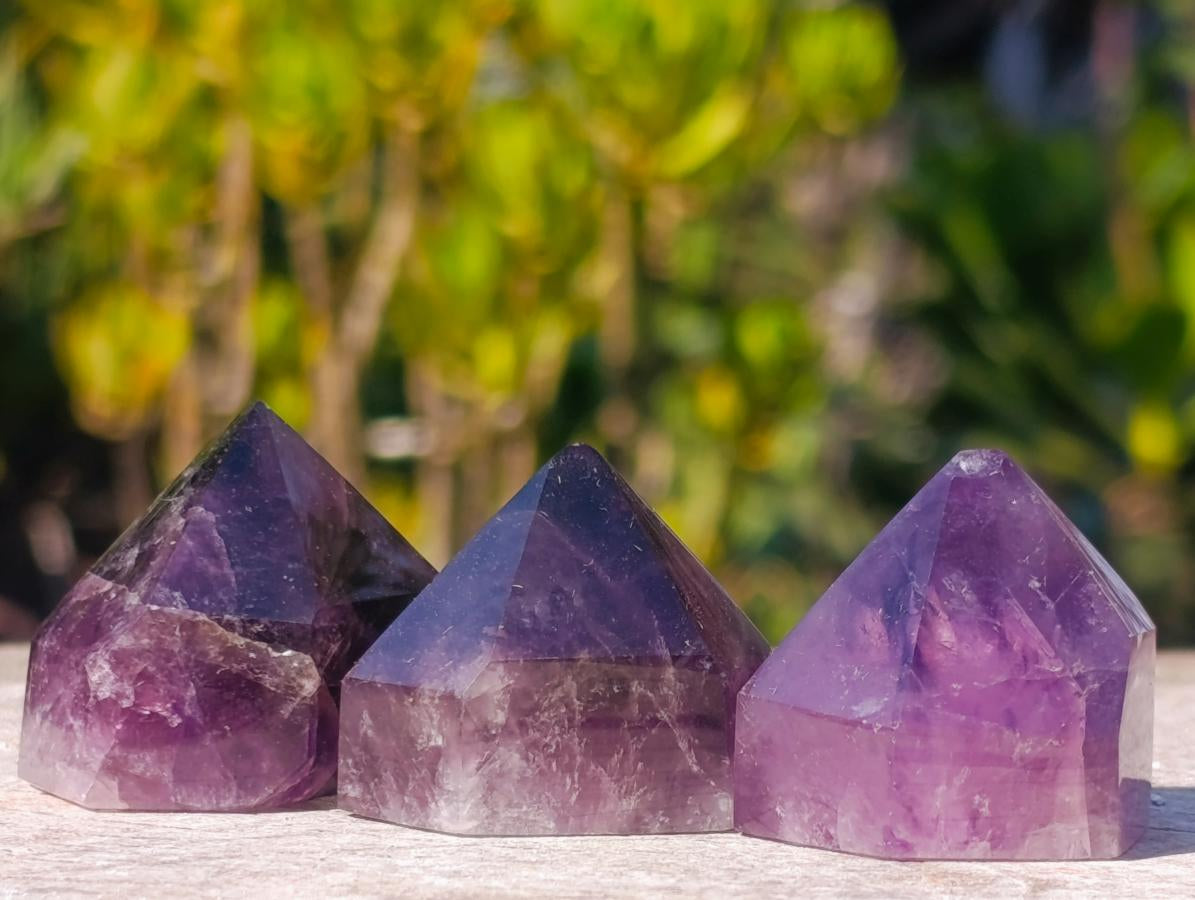Polished Small Dark Window Amethyst Crystals x 35 From Akansobe, Madagascar - Toprock Gemstones and Minerals 