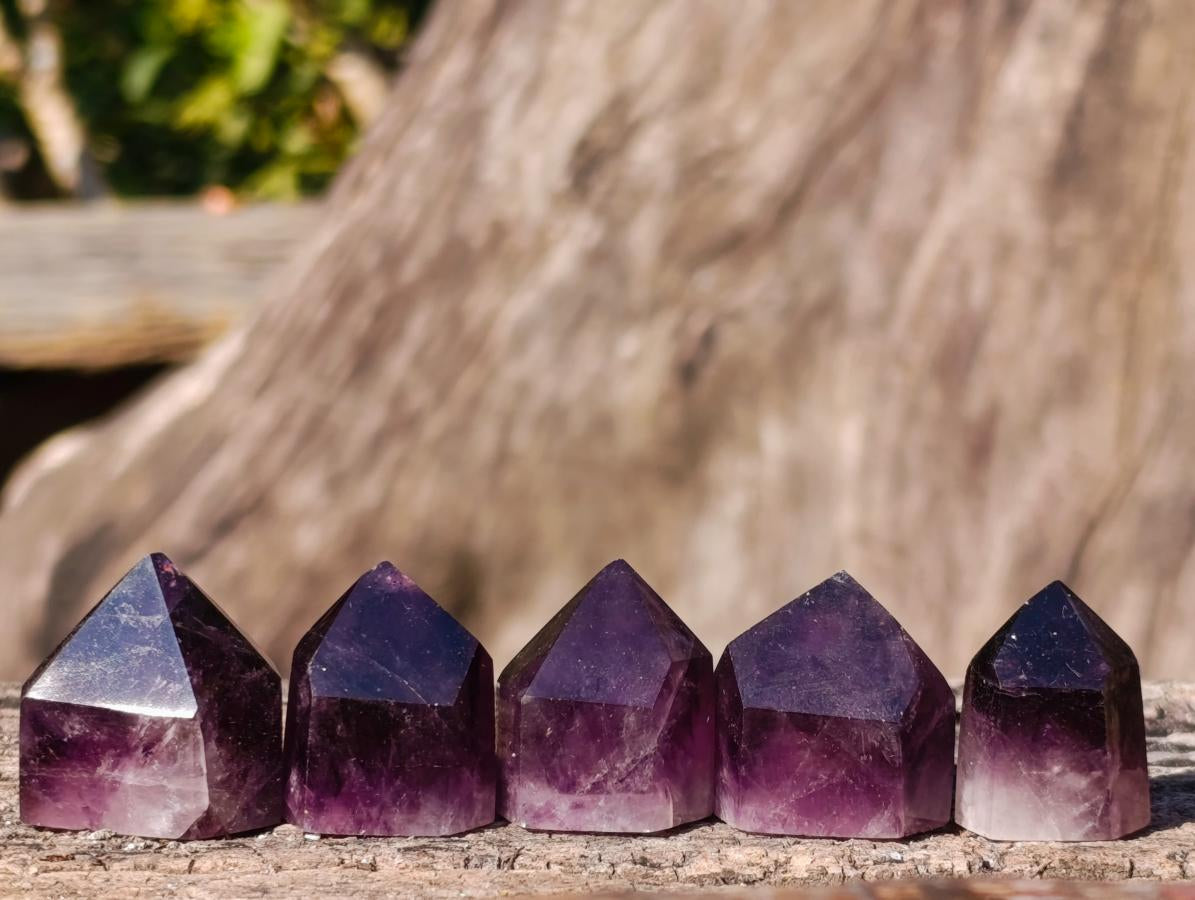 Polished Small Dark Window Amethyst Crystals x 35 From Akansobe, Madagascar - Toprock Gemstones and Minerals 