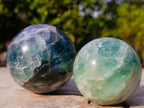 Polished Watermelon Fluorite Spheres x 2 From Uis, Namibia - Toprock Gemstones and Minerals 
