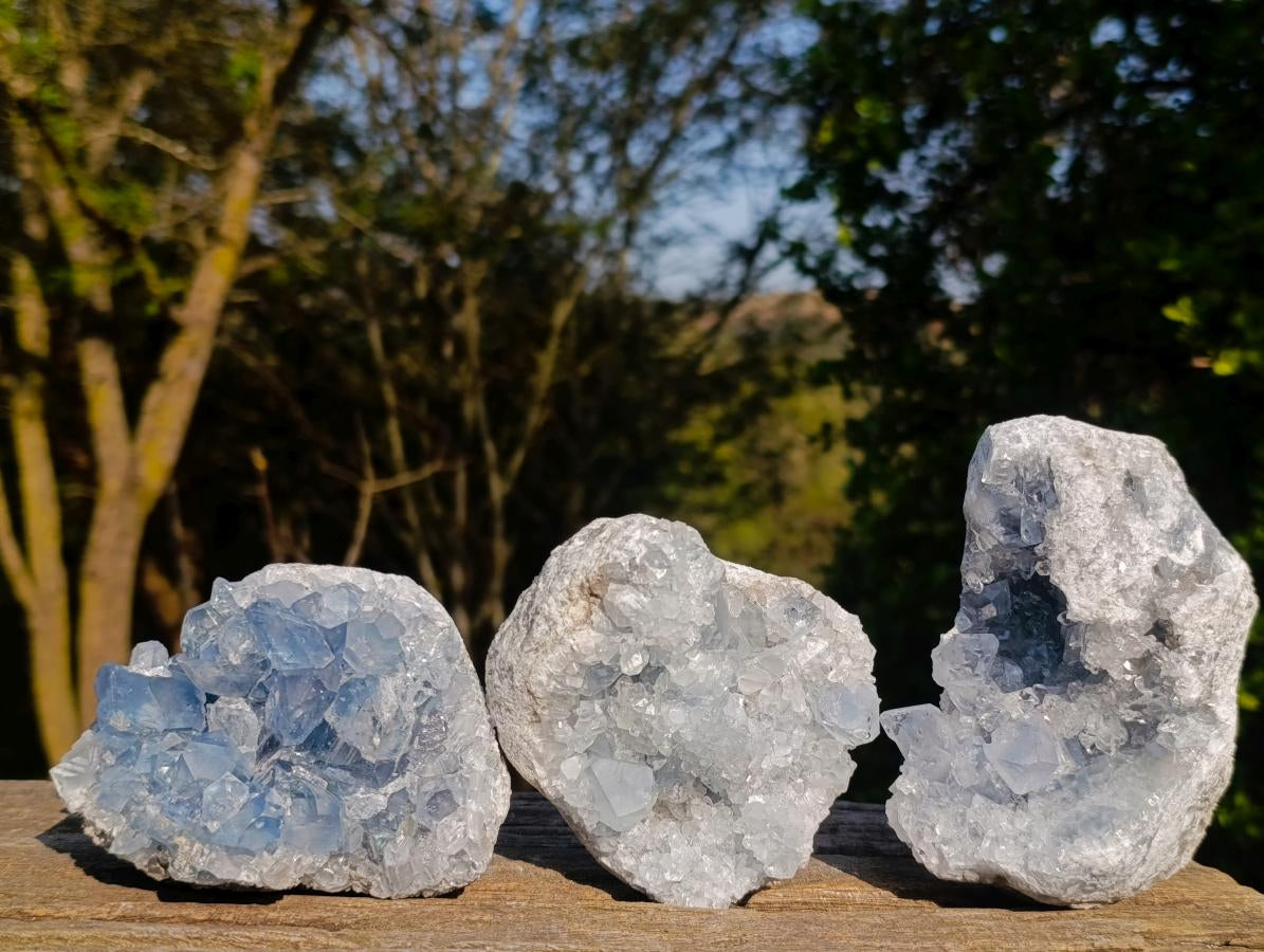 Natural Blue Celestite Specimens x 3 From Sakoany, Madagascar - Toprock Gemstones and Minerals 