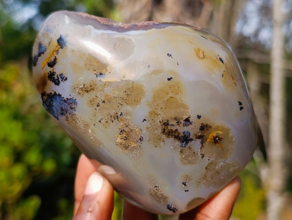 Polished on One Side Dendritic Agate Standing Display Pieces x 4 From Moralambo, Madagascar - Toprock Gemstones and Minerals 