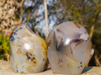 Polished on One Side Dendritic Agate Standing Display Pieces x 4 From Moralambo, Madagascar - Toprock Gemstones and Minerals 