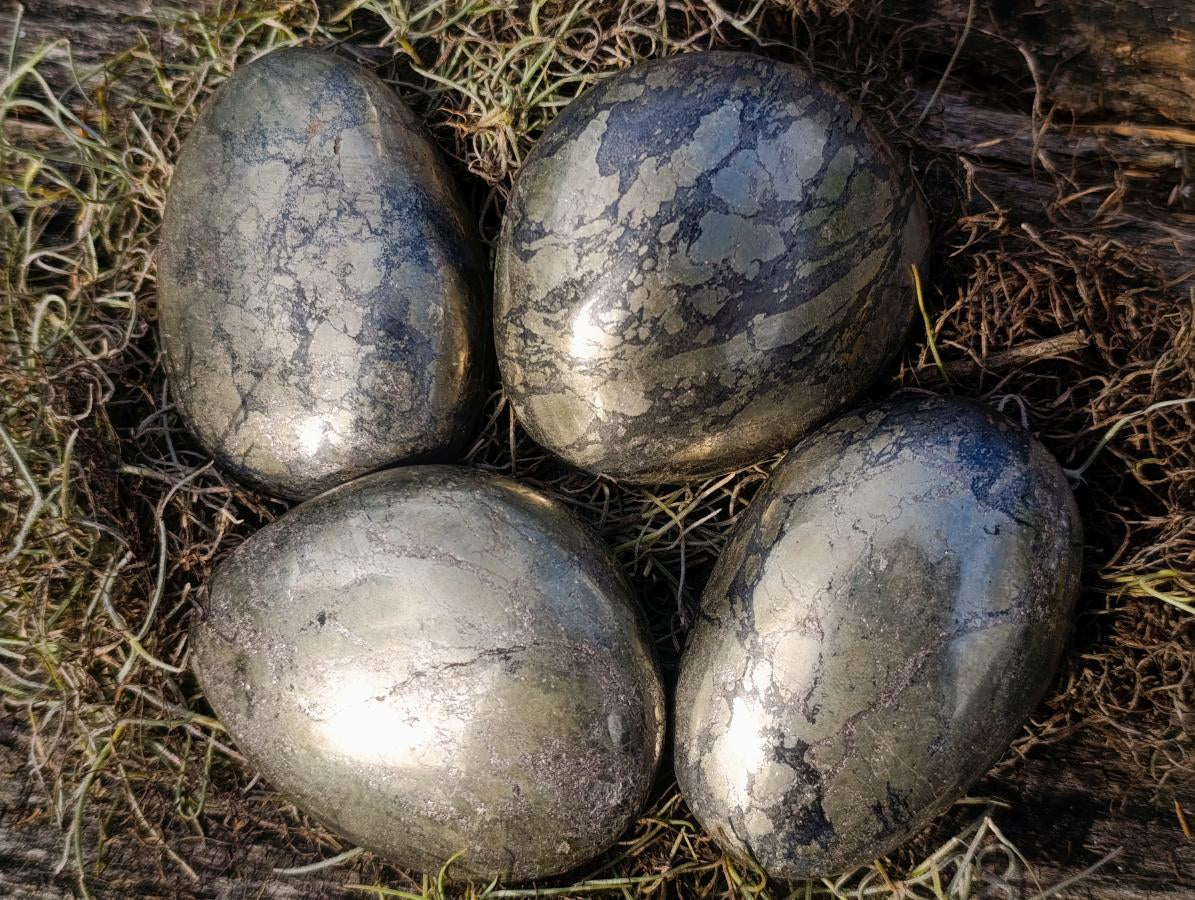 Polished Basalt Pharaoh Stone Galets x 4 From Iron Duke Mine, Zimbabwe - Toprock Gemstones and Minerals 