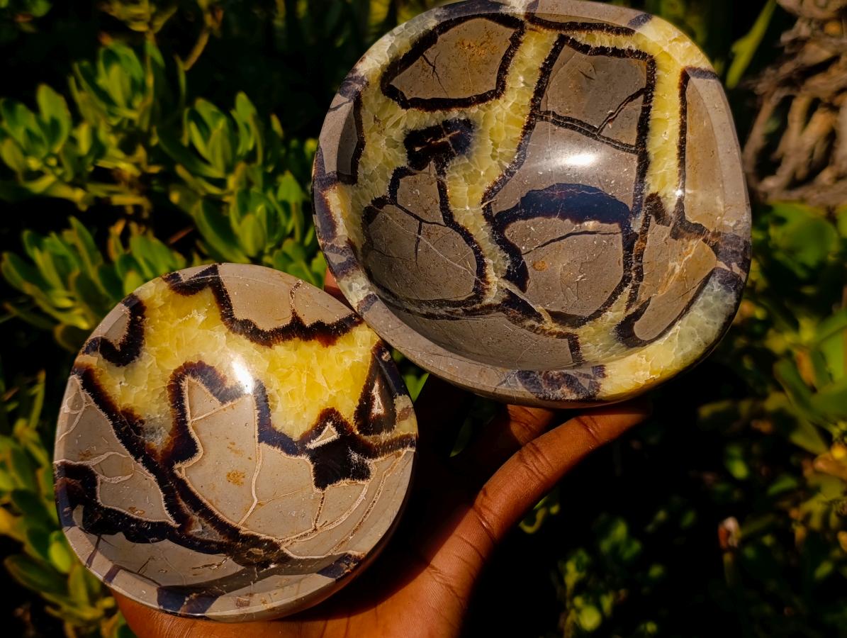 Polished Septerye Bowls x 2 From Mahajanga, Madagascar - Toprock Gemstones and Minerals 