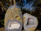 Polished Blue Lace Agate Geode Standing Display Pieces x 6 From Nsanje, Malawi - Toprock Gemstones and Minerals 