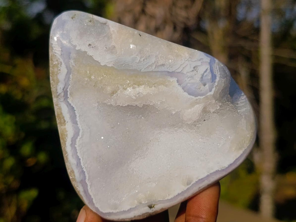 Polished Blue Lace Agate Geode Standing Display Pieces x 6 From Nsanje, Malawi - Toprock Gemstones and Minerals 
