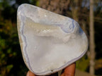 Polished Blue Lace Agate Geode Standing Display Pieces x 6 From Nsanje, Malawi - Toprock Gemstones and Minerals 