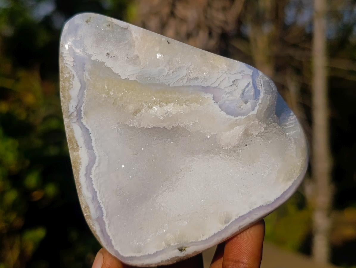 Polished Blue Lace Agate Geode Standing Display Pieces x 6 From Nsanje, Malawi - Toprock Gemstones and Minerals 