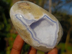 Polished Blue Lace Agate Geode Standing Display Pieces x 6 From Nsanje, Malawi - Toprock Gemstones and Minerals 