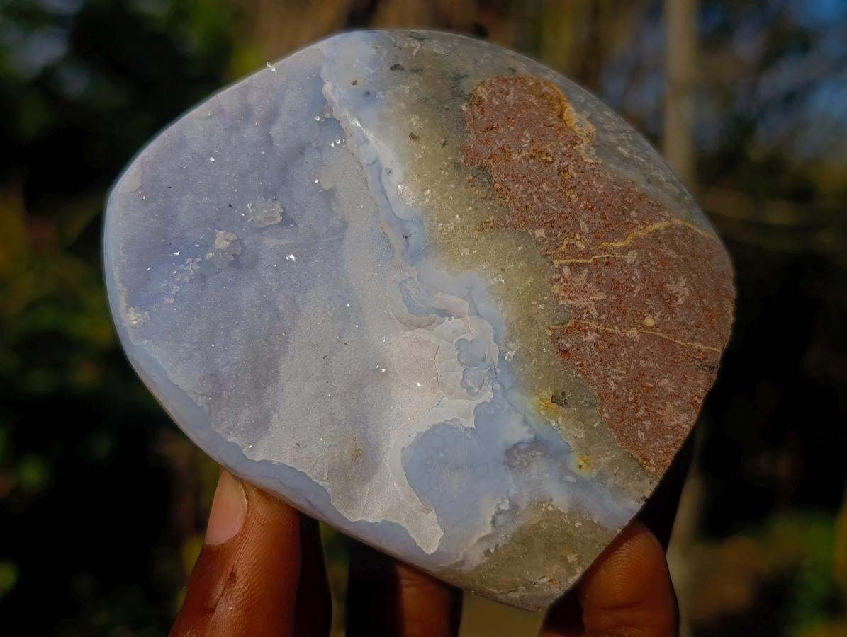 Polished Blue Lace Agate Geode Standing Display Pieces x 6 From Nsanje, Malawi - Toprock Gemstones and Minerals 