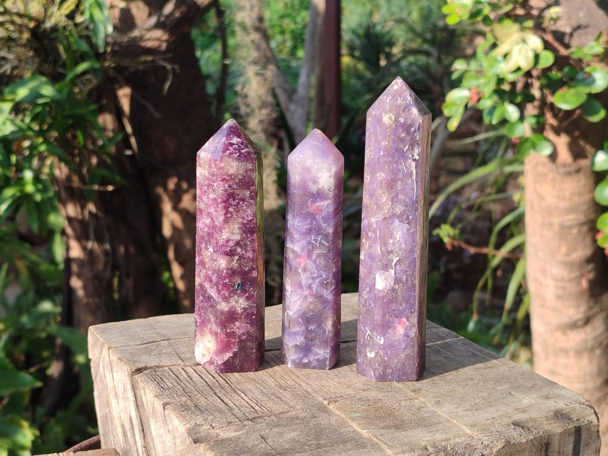 Polished Lepidolite with Pink Rubellite Tourmaline Display Crystals x 6 From Ambatondrazaka, Madagascar - Toprock Gemstones and Minerals 