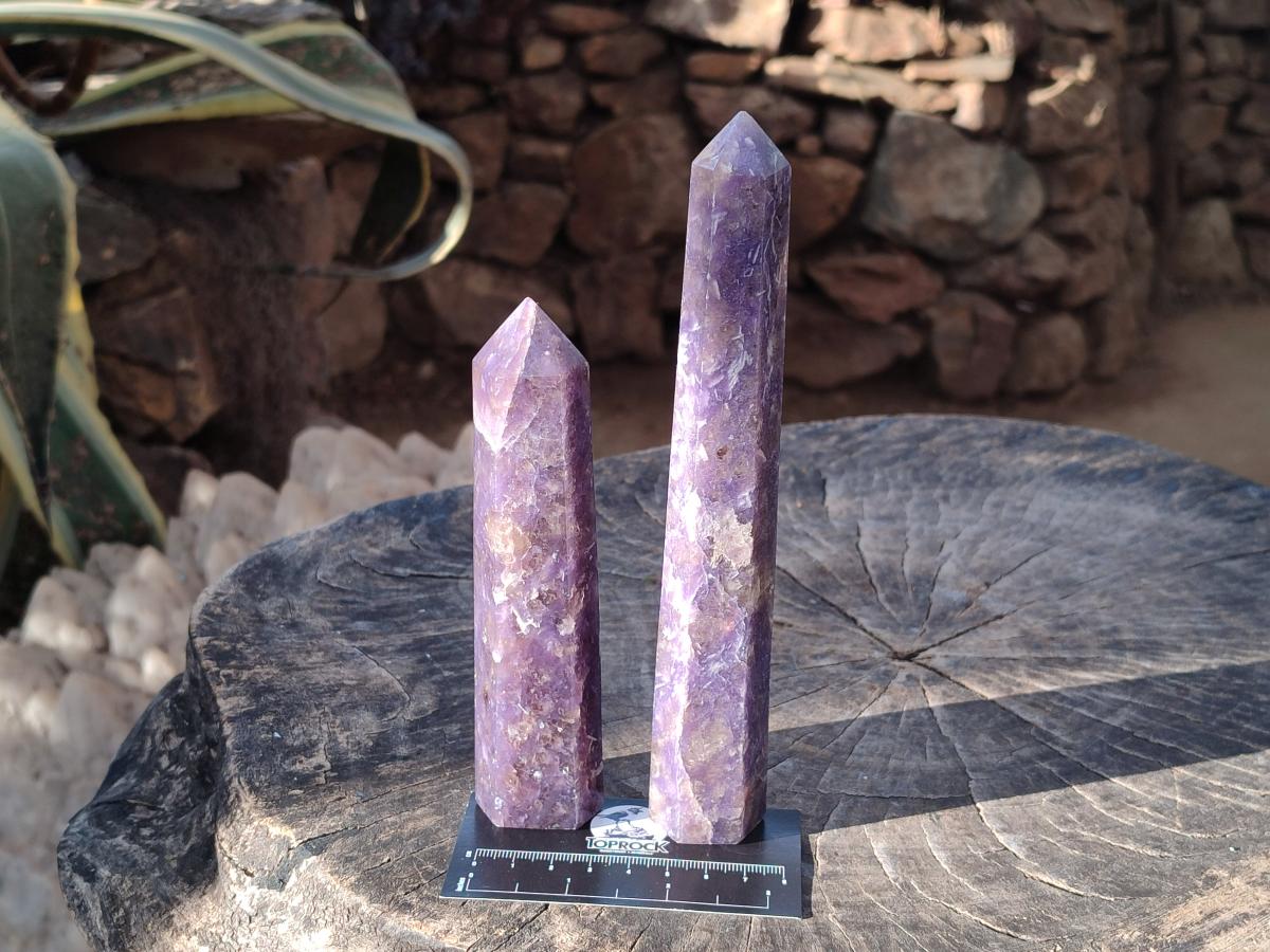Polished Lepidolite with Pink Rubellite Tourmaline Display Crystals x 6 From Ambatondrazaka, Madagascar - Toprock Gemstones and Minerals 