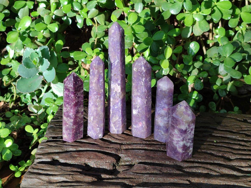 Polished Lepidolite with Pink Rubellite Tourmaline Display Crystals x 6 From Ambatondrazaka, Madagascar - Toprock Gemstones and Minerals 