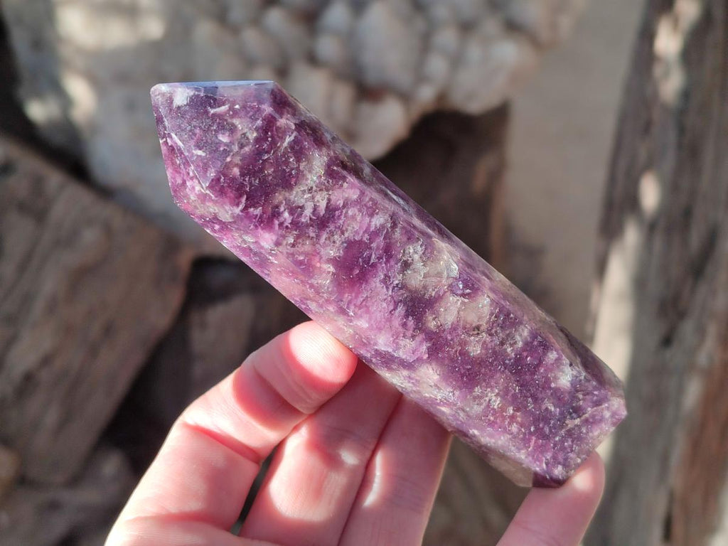 Polished Lepidolite with Pink Rubellite Tourmaline Display Crystals x 6 From Ambatondrazaka, Madagascar - Toprock Gemstones and Minerals 