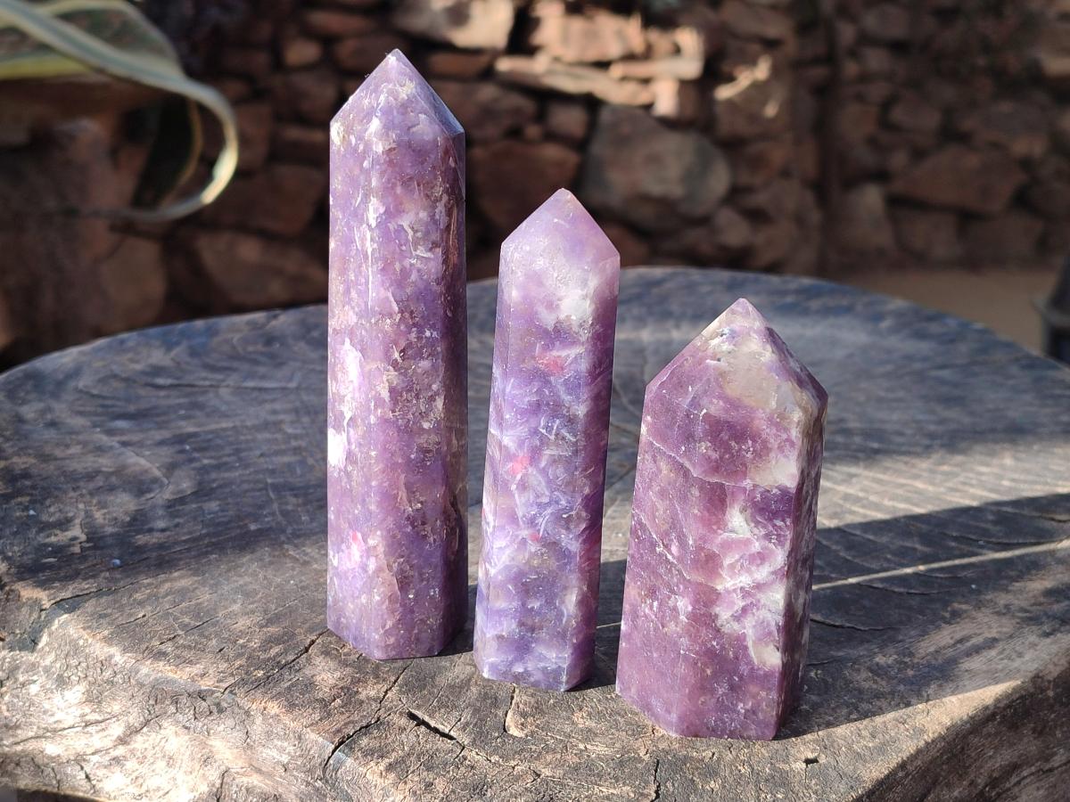 Polished Lepidolite with Pink Rubellite Tourmaline Display Crystals x 6 From Ambatondrazaka, Madagascar - Toprock Gemstones and Minerals 